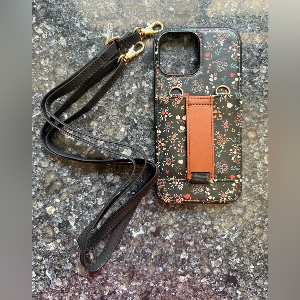Walli Midnight Floral phone case with strap